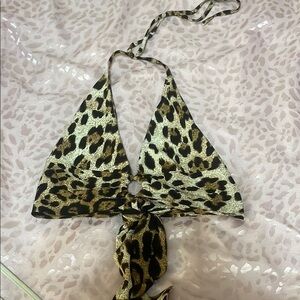 Leopard Print Halter Bikini Top